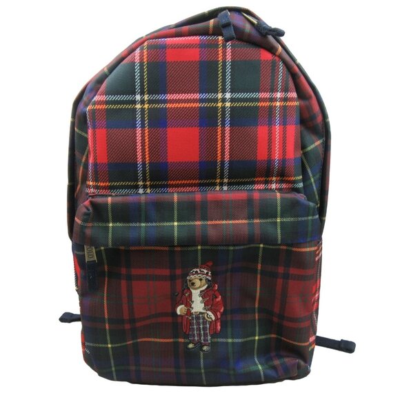 Polo Ralph Lauren Handbags - Polo Ralph Lauren Polo Bear Red Navy Plaid Check Backpack School Travel